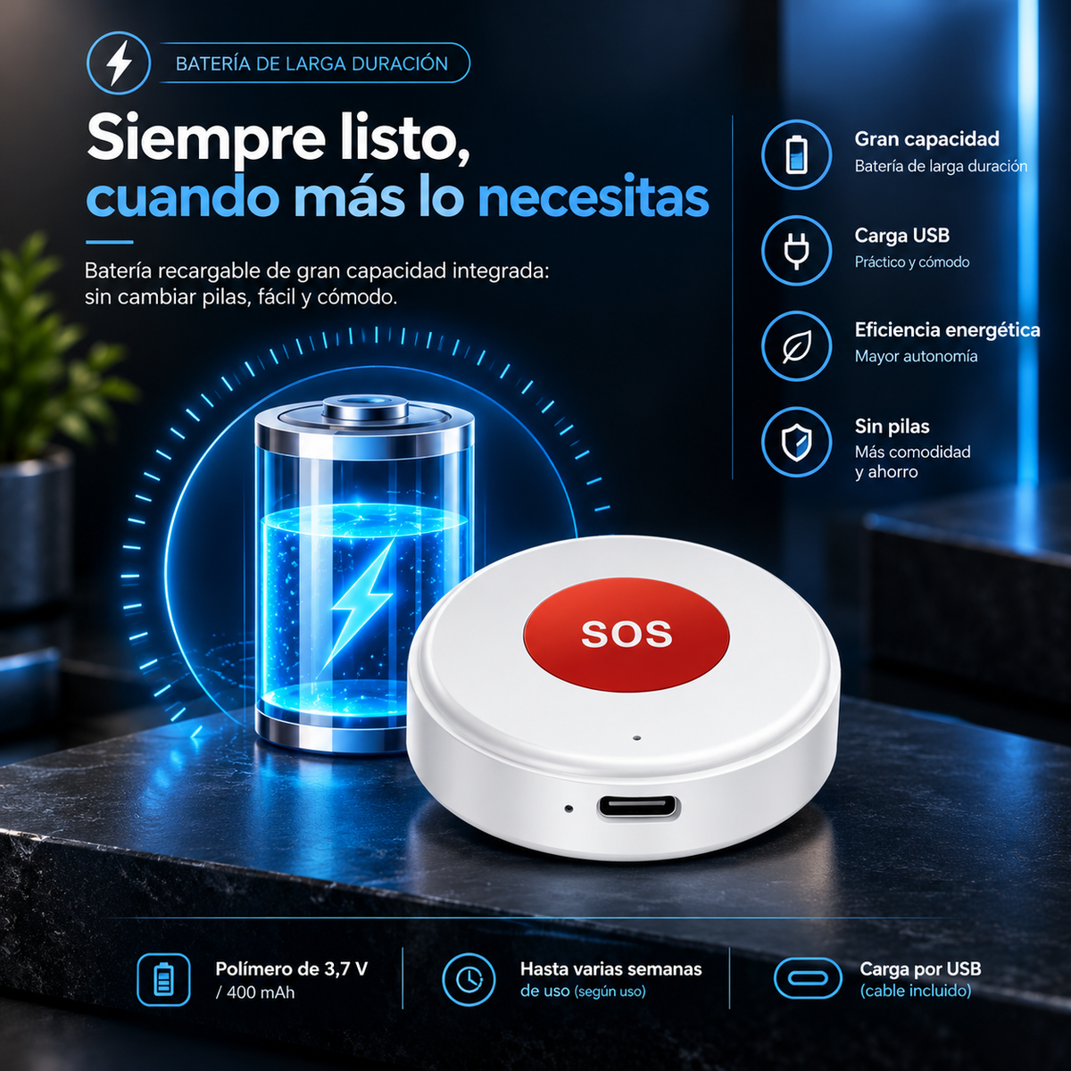 Botón SOS WiFi con aviso al móvil